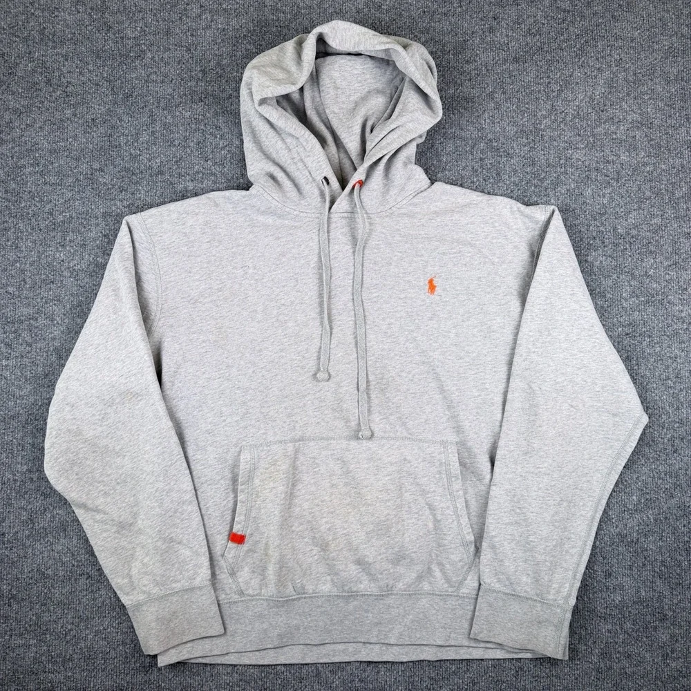 Polo Ralph Lauren Performance Hoodie Mens 2XL Gray Fleece Pullover Sweatshirt